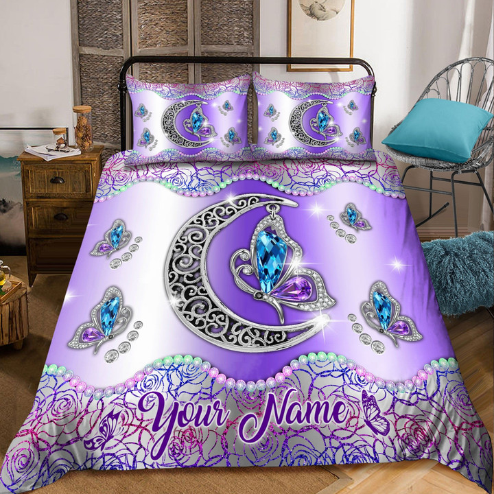 Customized Name Butterfly Duvet Cover Bedding Set