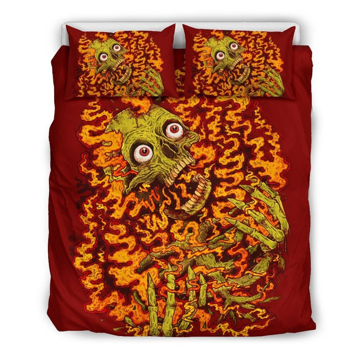 Lava Green Monster Skull Bedding Set (Duvet Cover & Pillow Cases)