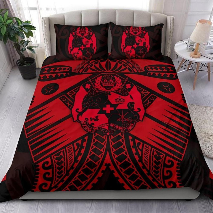 Tonga Polynesian Tonga Red Seal With Polynesian Tattoo Bed Sheets Duvet Cover Bedding Set Great Gifts For Birthday Christmas Thanksgiving