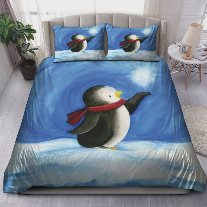 Penguin To The Star Cotton Bed Sheets Spread Comforter Duvet Cover Bedding Sets