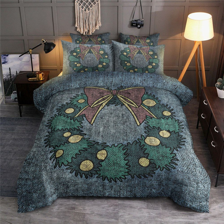 Christmas Wreath Cotton Bed Sheets Spread Comforter Duvet Cover Bedding Sets