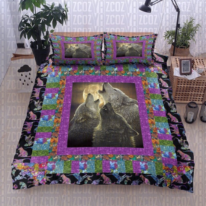 Wolf Howling Cotton Bed Sheets Spread Comforter Duvet Cover Bedding Sets