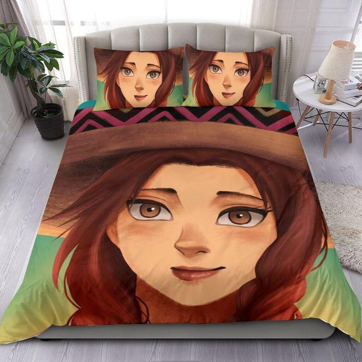 Mexican Girl Art With Cowboy Hat Duvet Cover Bedding Set