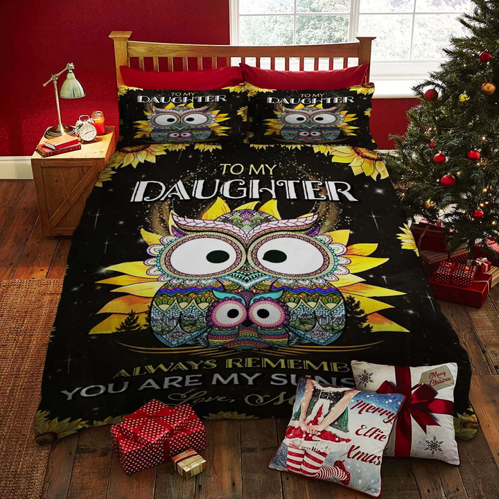 Personalized Hippie Owl To My Daughter From Mom Always Remember You Are My Sunshine Cotton Bed Sheets Spread Comforter Duvet Cover Bedding Sets