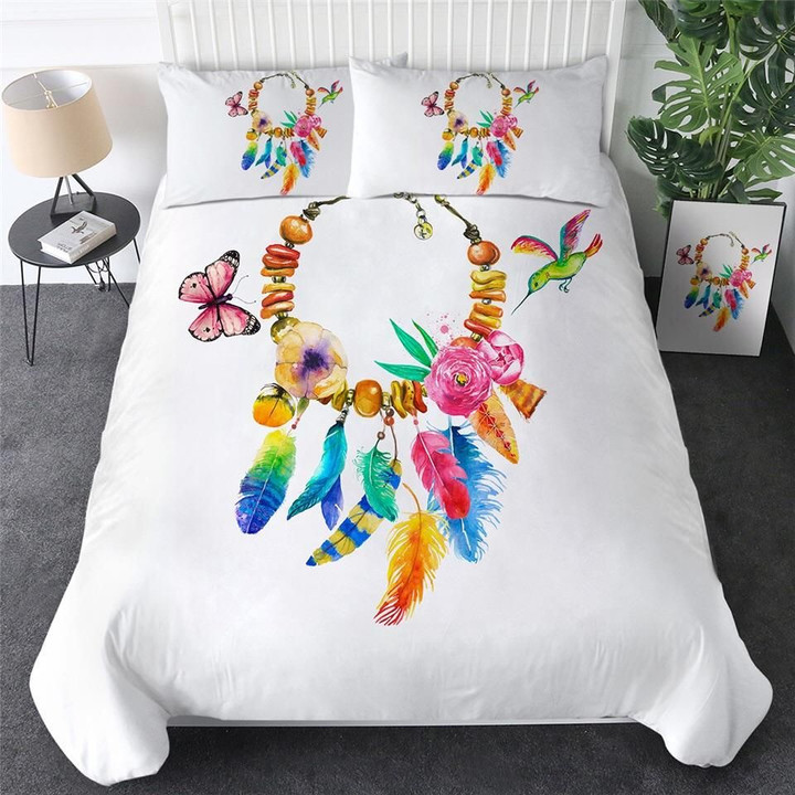 Rainbow Necklace Butterfly Cotton Bed Sheets Spread Comforter Duvet Cover Bedding Sets