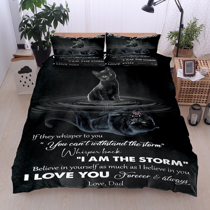 Personalized Black Cat To My Daughter From Dad Believe In Yourself As Much As I Believe In You Cotton Bed Sheets Spread Comforter Duvet Cover Bedding Sets