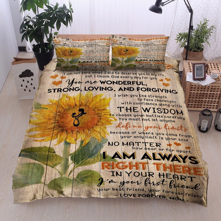 Personalized Sunflower To My Daughter From Mom You Are Wonderful Strong Loving And Forgiving Cotton Bed Sheets Spread Comforter Duvet Cover Bedding Sets