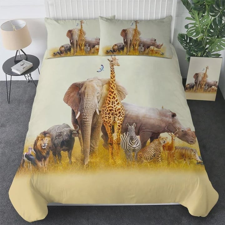 African Safari Animals Cotton Bed Sheets Spread Comforter Duvet Cover Bedding Sets