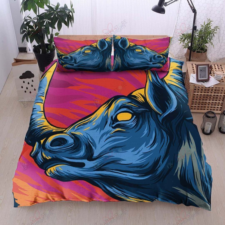Colorful Art Buffalo Bed Sheets Duvet Cover Bedding Set Great Gifts For Birthday Christmas Thanksgiving