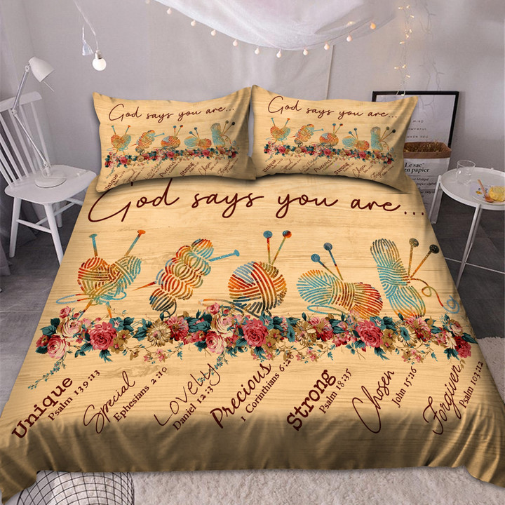 Crochet God Says You Are Unique Bedding Set Cotton Bed Sheets Spread Comforter Duvet Cover Bedding Sets