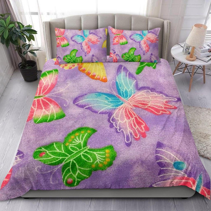 Butterfly Purple Bed Sheets Duvet Cover Bedding Sets