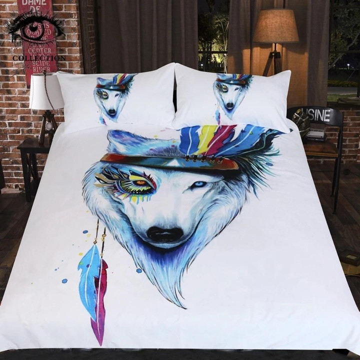 Wolf By Pixie Cold Art Cotton Bed Sheets Spread Comforter Duvet Cover Bedding Sets