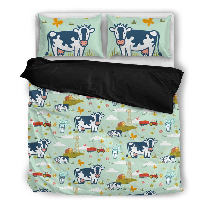 Farm Life Cow Cotton Bed Sheets Spread Comforter Duvet Cover Bedding Sets