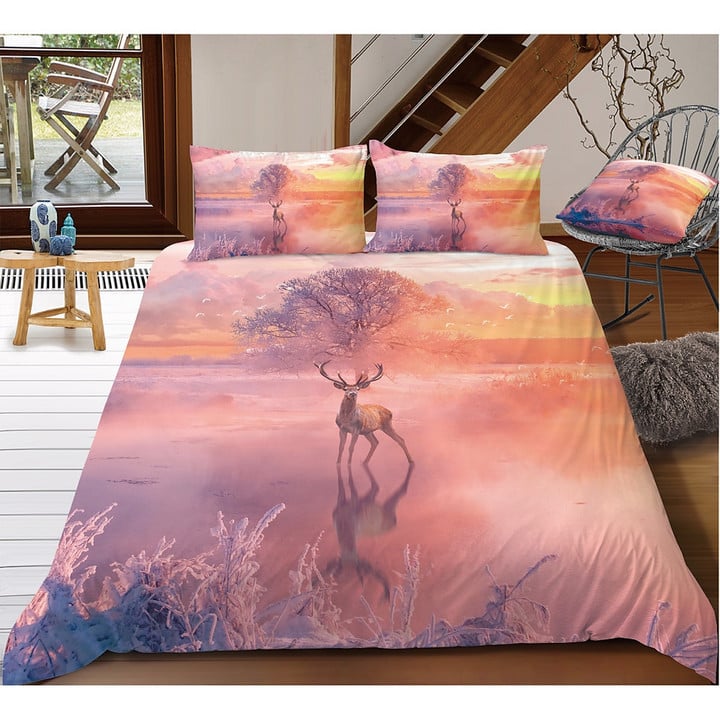 Deer In The Winter Bedding Set Cotton Bed Sheets Spread Comforter Duvet Cover Bedding Sets