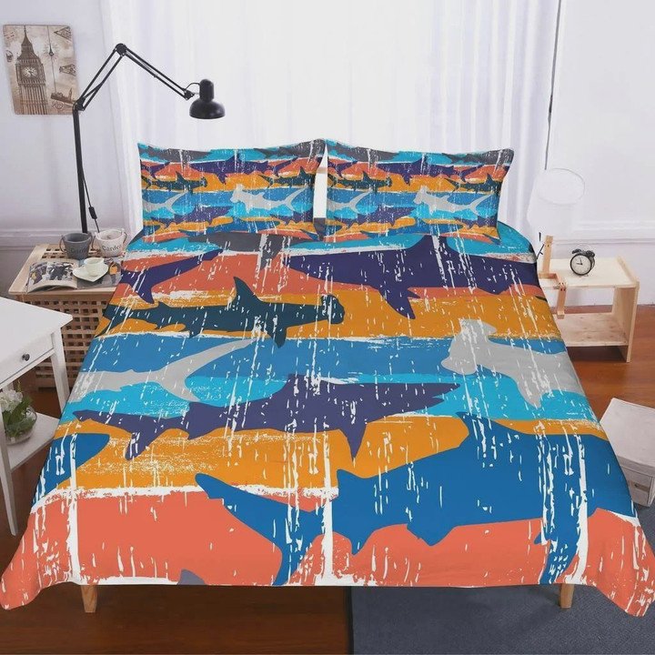 Shark Cotton Bed Sheets Spread Comforter Duvet Cover Bedding Sets