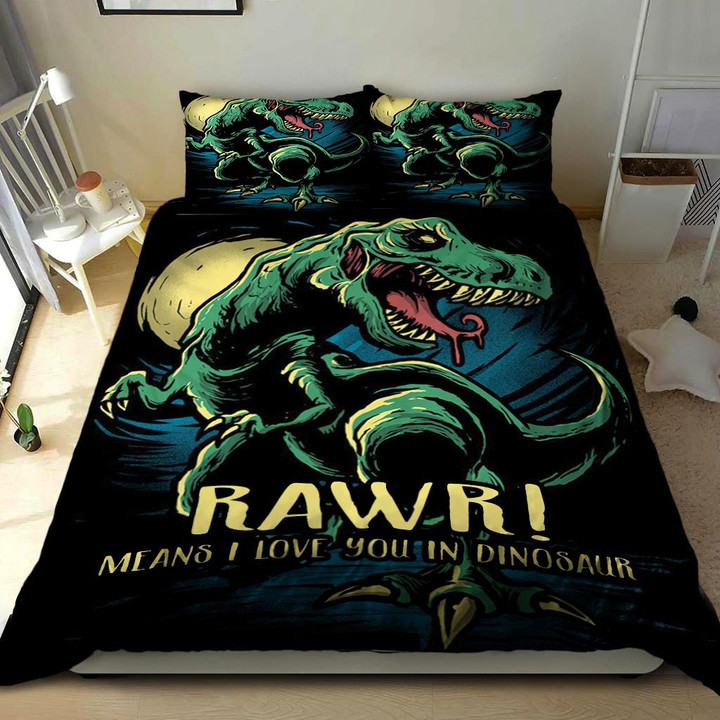 Rawri Means I Love You In Dinosaur Cotton Bed Sheets Spread Comforter Duvet Cover Bedding Sets