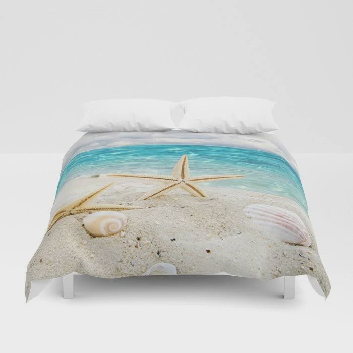 Seashell And Sea Cotton Bed Sheets Spread Comforter Duvet Cover Bedding Sets