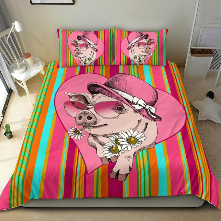 Lovely Pig Lady Bedding Set Bed Sheet Spread Comforter Duvet Cover Bedding Sets