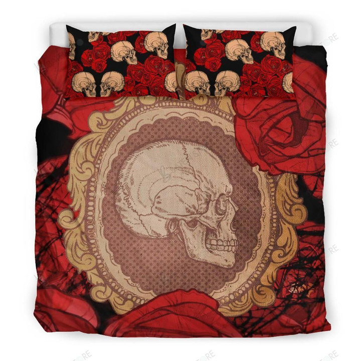 Sugar Skull With Rose Bed Sheets Duvet Cover Bedding Set Great Gifts For Birthday Christmas Thanksgiving