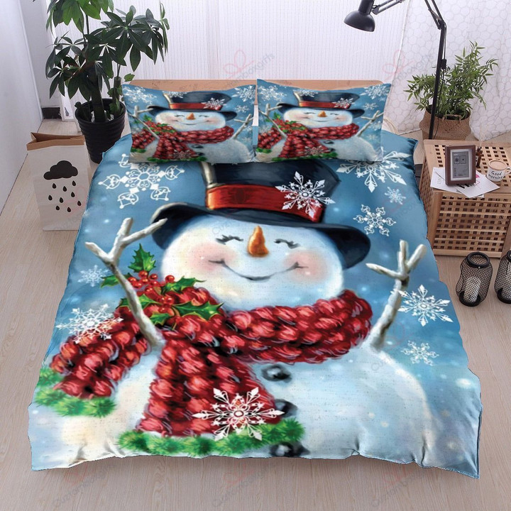 Christmas Happy Snowman Bed Sheets Duvet Cover Bedding Set Great Gifts For Christmas Holiday