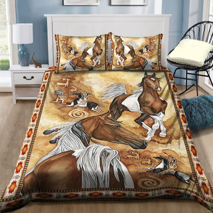 Native American Warrior Riding Horse Bed Sheets Spread Comforter Duvet Cover Bedding Sets