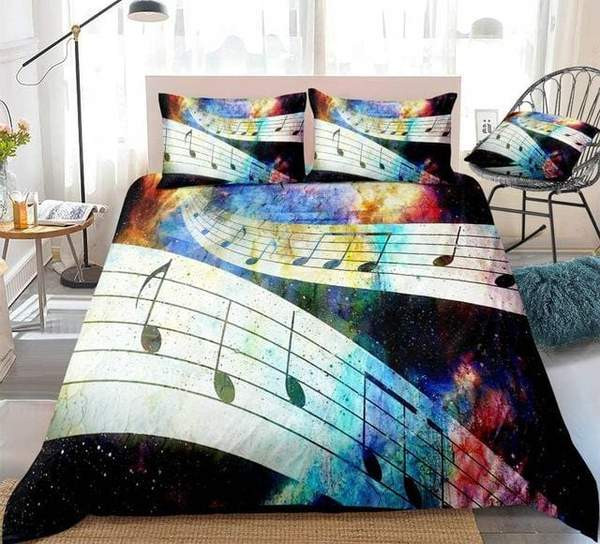 Galaxy Treble Clef Cotton Bed Sheets Spread Comforter Duvet Cover Bedding Sets