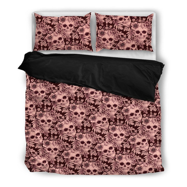 Skull Floral Pattern Cotton Bed Sheets Spread Comforter Duvet Cover Bedding Sets