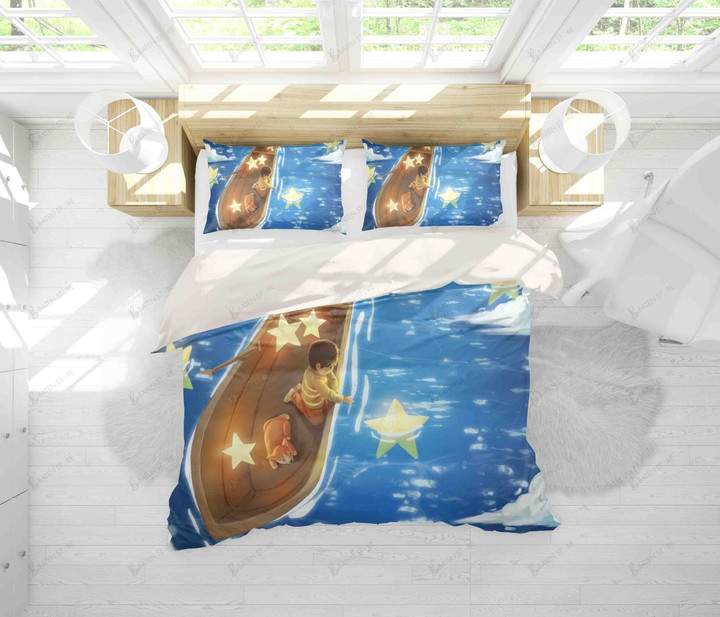 3d Blue Star Boat Boy Bed Sheets Duvet Cover Bedding Set Great Gifts For Birthday Christmas Thanksgiving