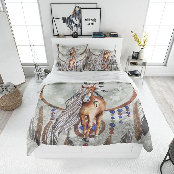 Boho Horse Cotton Bed Sheets Spread Comforter Duvet Cover Bedding Sets
