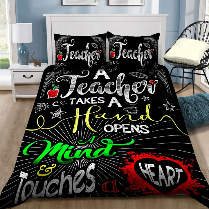 A Teacher Takes A Hand Opens A Mind And Touches Heart Cotton Bed Sheets Spread Comforter Duvet Cover Bedding Sets