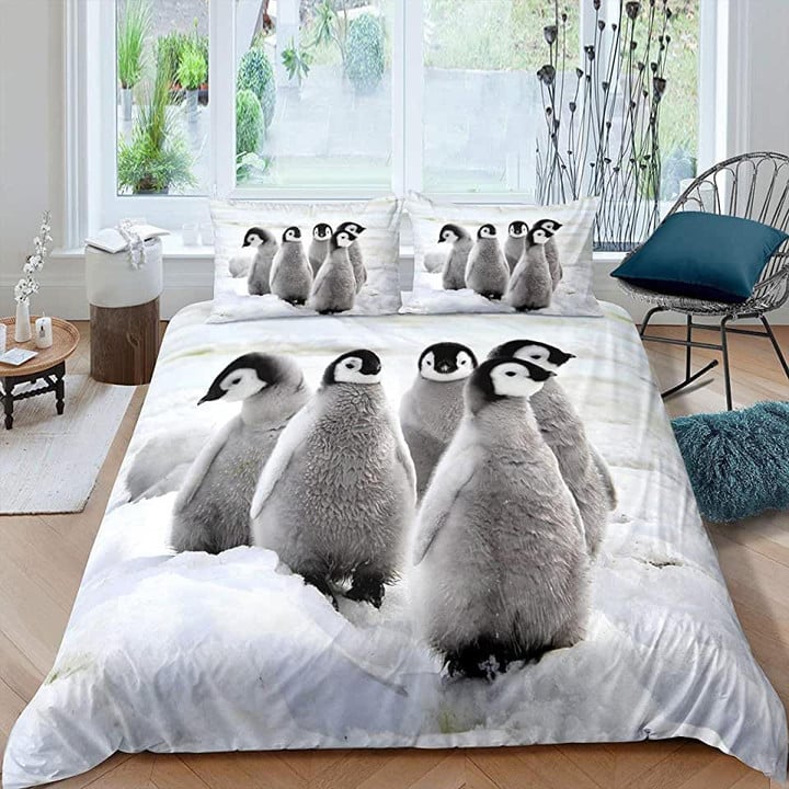 Cute Penguin Bed Sheets Spread Comforter Duvet Cover Bedding Sets