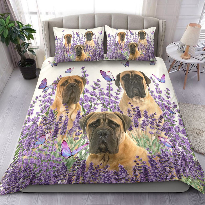 Bull Mastiff And Lavender Duvet Cover Bedding Set