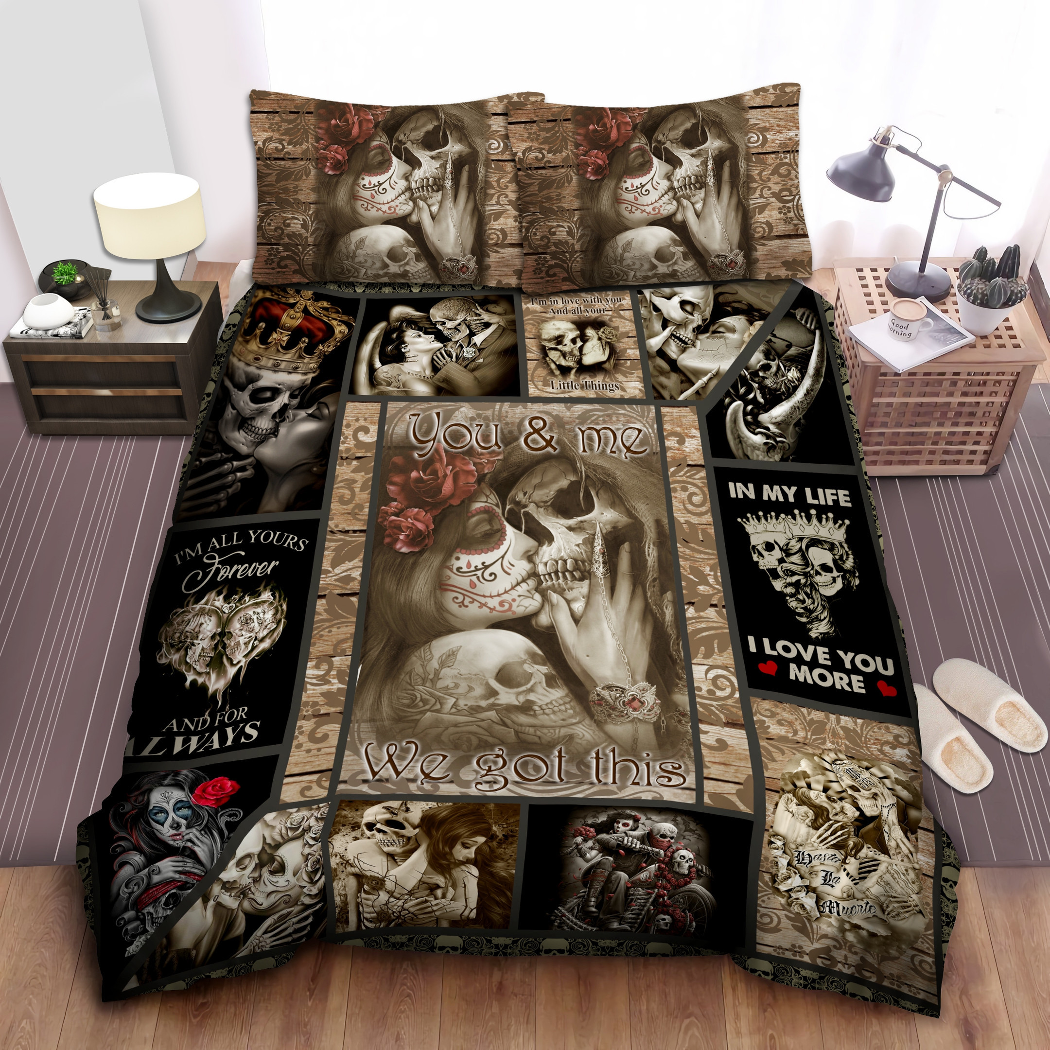 Skull Couple You And Me We Got This Cotton Bed Sheets Spread Comforter Duvet Cover Bedding Sets