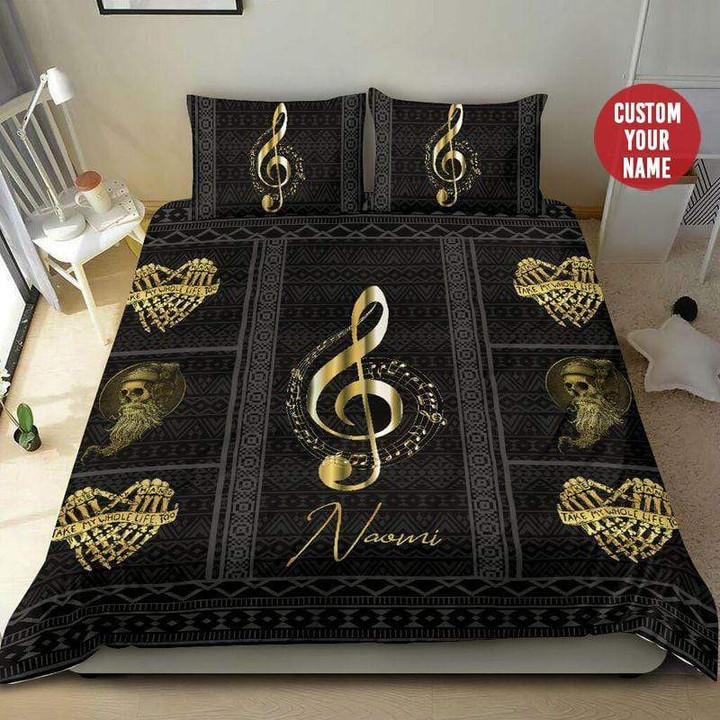 Personalized Music Note Gold Take My Whole Life Too Cotton Bed Sheets Spread Comforter Duvet Cover Bedding Sets