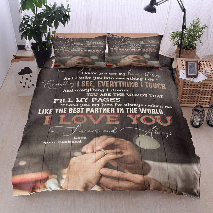 Personalized To My Wife From Husband Thank You My Love For Always Making Me Like The Best Partner In The World Cotton Bed Sheets Spread Comforter Duvet Cover Bedding Sets