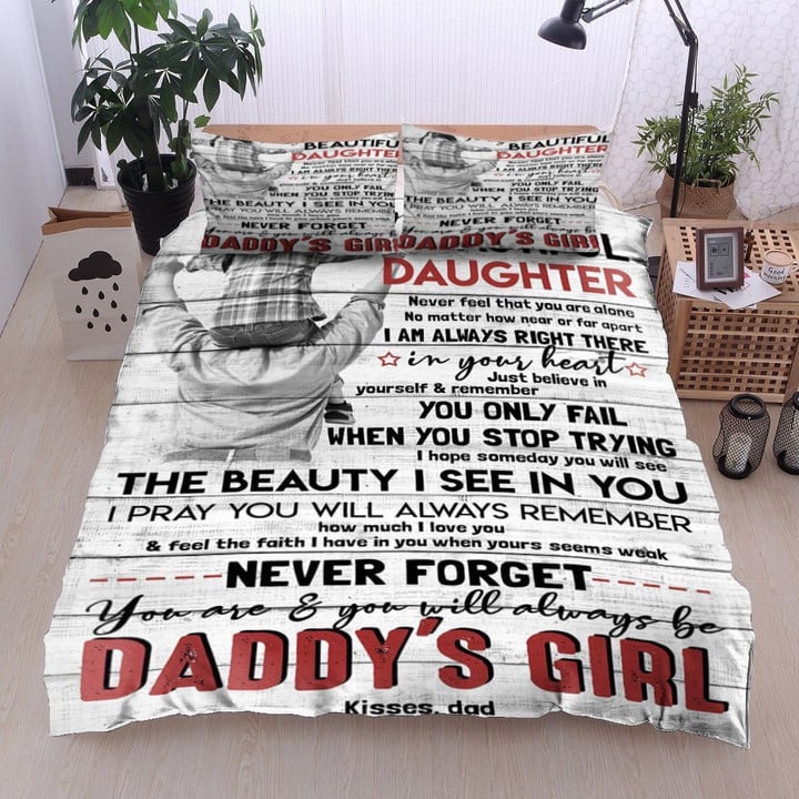 Personalized To My Beautiful Daughter From Dad Never Feel That You Are Alone Cotton Bed Sheets Spread Comforter Duvet Cover Bedding Sets
