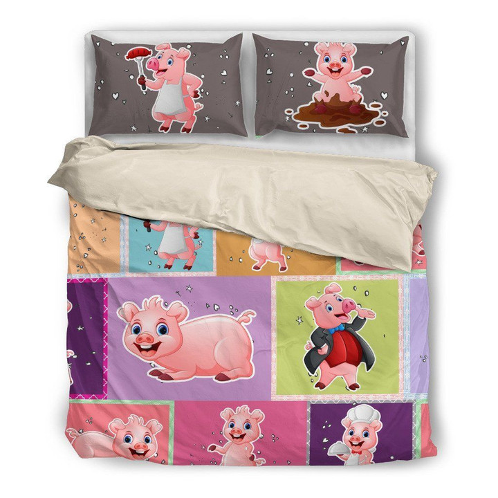 Pig Cotton Bed Sheets Spread Comforter Duvet Cover Bedding Sets