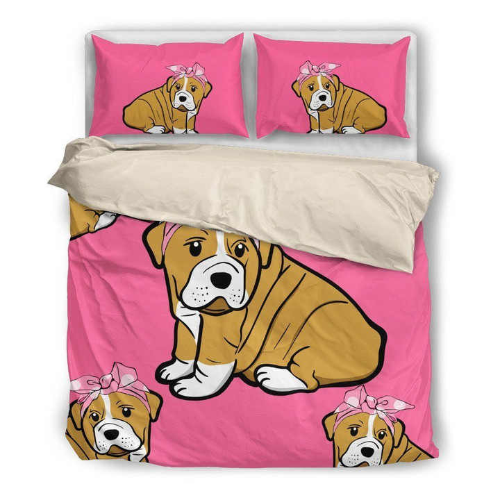Bull Dog Cotton Bed Sheets Spread Comforter Duvet Cover Bedding Sets