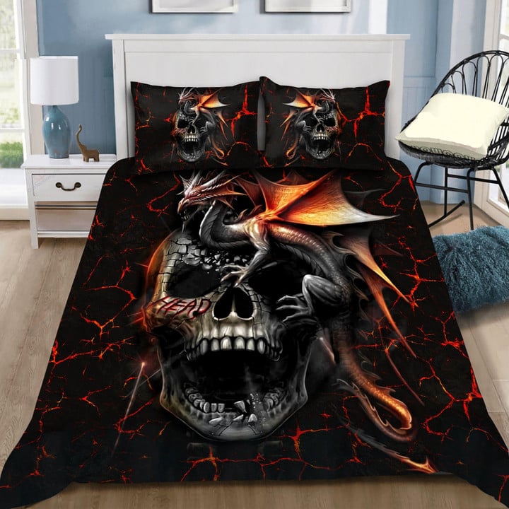 3D Love Dragon Skull Cotton Bed Sheets Spread Comforter Duvet Cover Bedding Sets