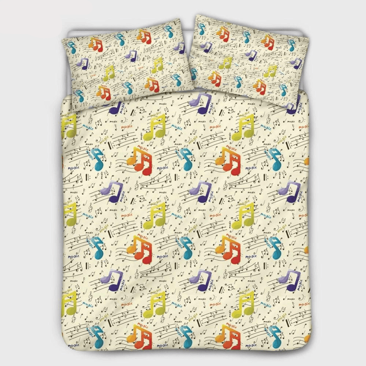 Music Note Cotton Bed Sheets Spread Comforter Duvet Cover Bedding Sets