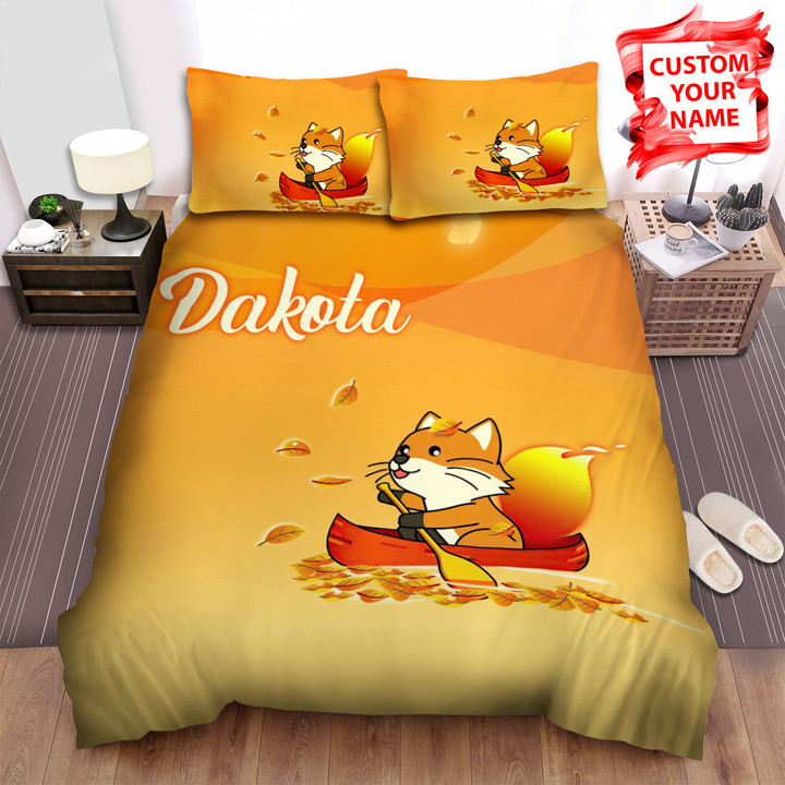 Personalized The Cute Animal - The Fox Paddling Art Bed Sheets Spread Duvet Cover Bedding Sets