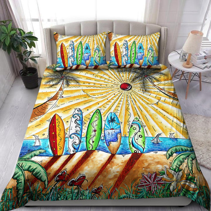 Surfboard And Beach Bedding Set Bed Sheets Spread Comforter Duvet Cover Bedding Sets