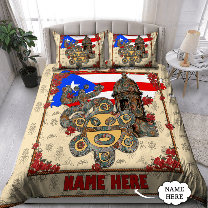 Customize Name Puerto Rico Duvet Cover Bedding Set