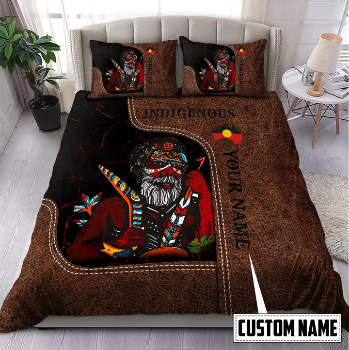 Personalized Aboriginal People Indigenous Australia Leather Duvet Cover Bedding Set