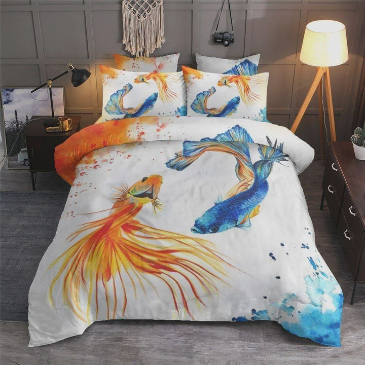 Siamese Fighting Fish Couple Cotton Bed Sheets Spread Comforter Duvet Cover Bedding Sets