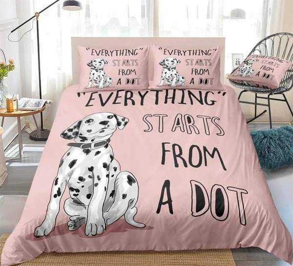 Cartoon Dog Pink Cotton Bed Sheets Spread Comforter Duvet Cover Bedding Sets