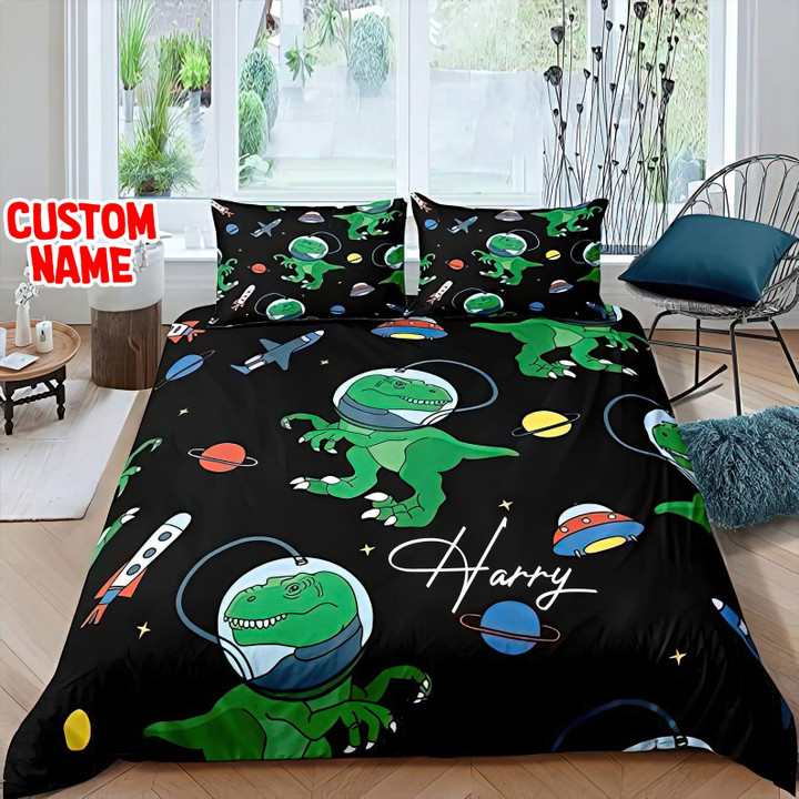 Personalized Dinosaur In Space Bed Sheets Duvet Cover Bedding Sets