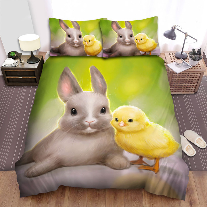 The Farm Animal - The Chicken And The Rabbit Bed Sheets Spread Duvet Cover Bedding Sets