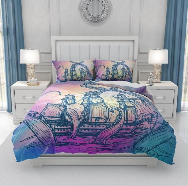 Octopus Sailboat Cotton Bed Sheets Spread Comforter Duvet Cover Bedding Sets