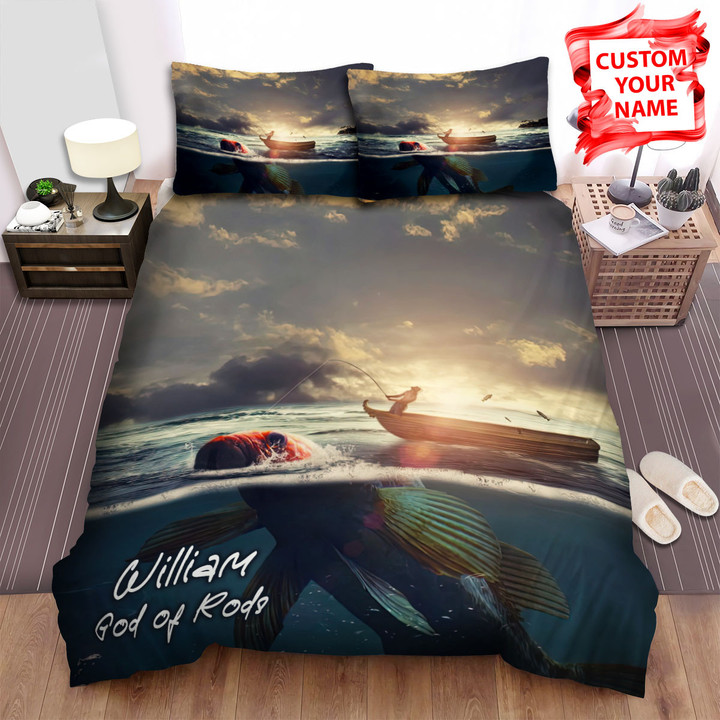 Personalized Big Fish Hooked Bed Sheets Spread Duvet Cover Bedding Sets